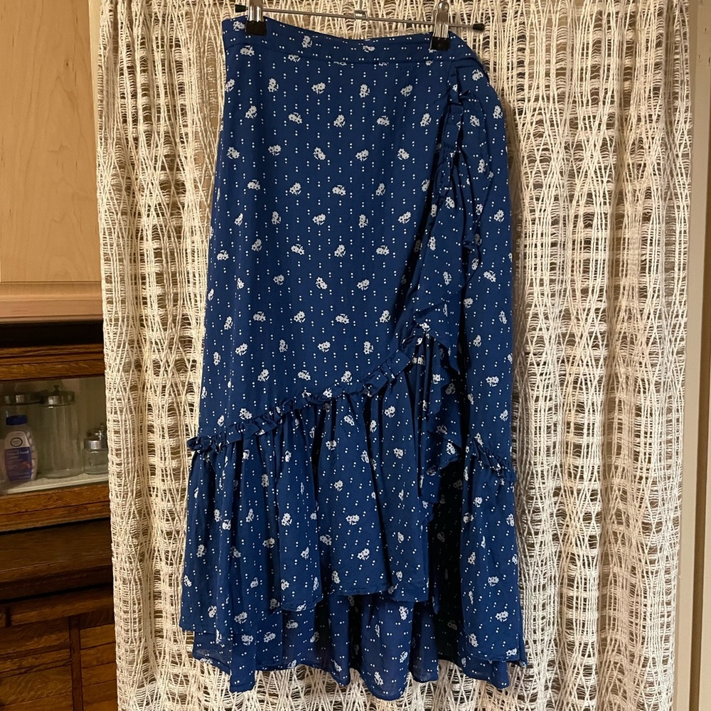 & Other Stories blue floral wrap skirt
